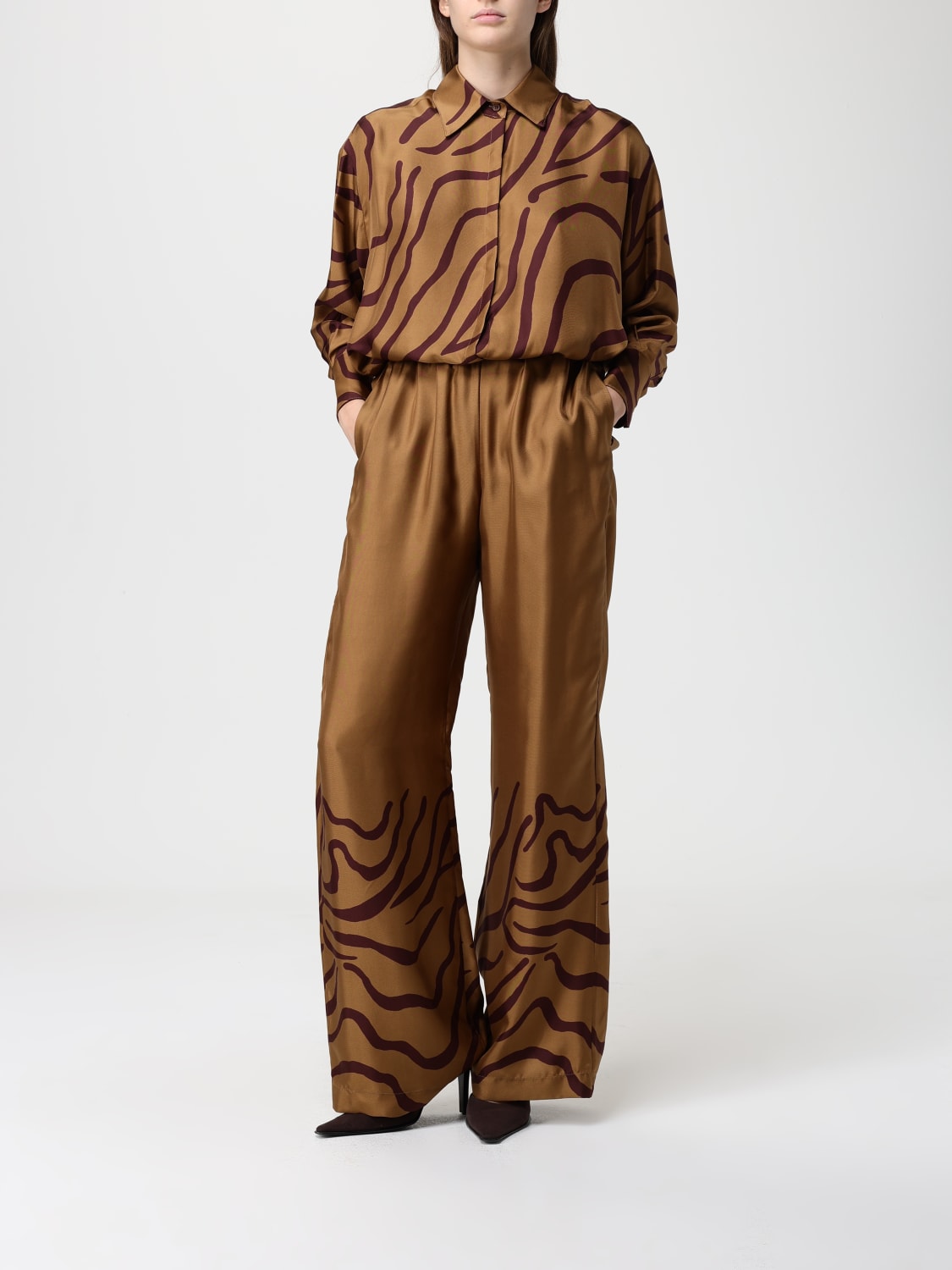 RAQUEL DINIZ CAMICIA: Camicia Raquel Diniz in jersey stampato, Marrone - Img 2