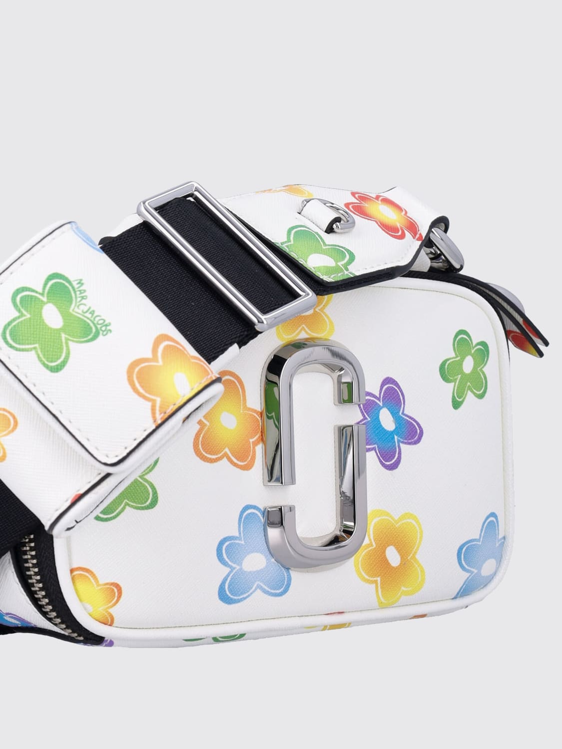 MARC JACOBS BORSA MINI: Borsa The Snapshot Marc Jacobs in pelle saffiano con stampa all over , Bianco - Img 3