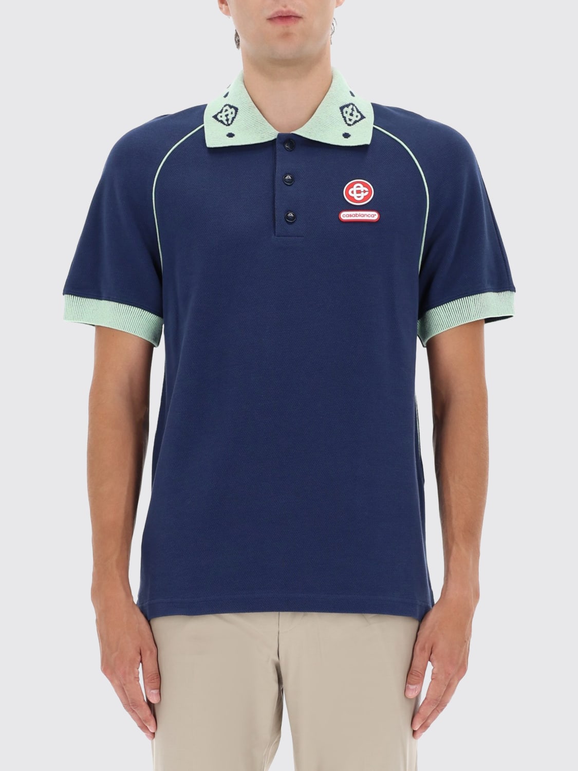CASABLANCA POLO: Polo in cotone con logo Casablanca, Blue - Img 1