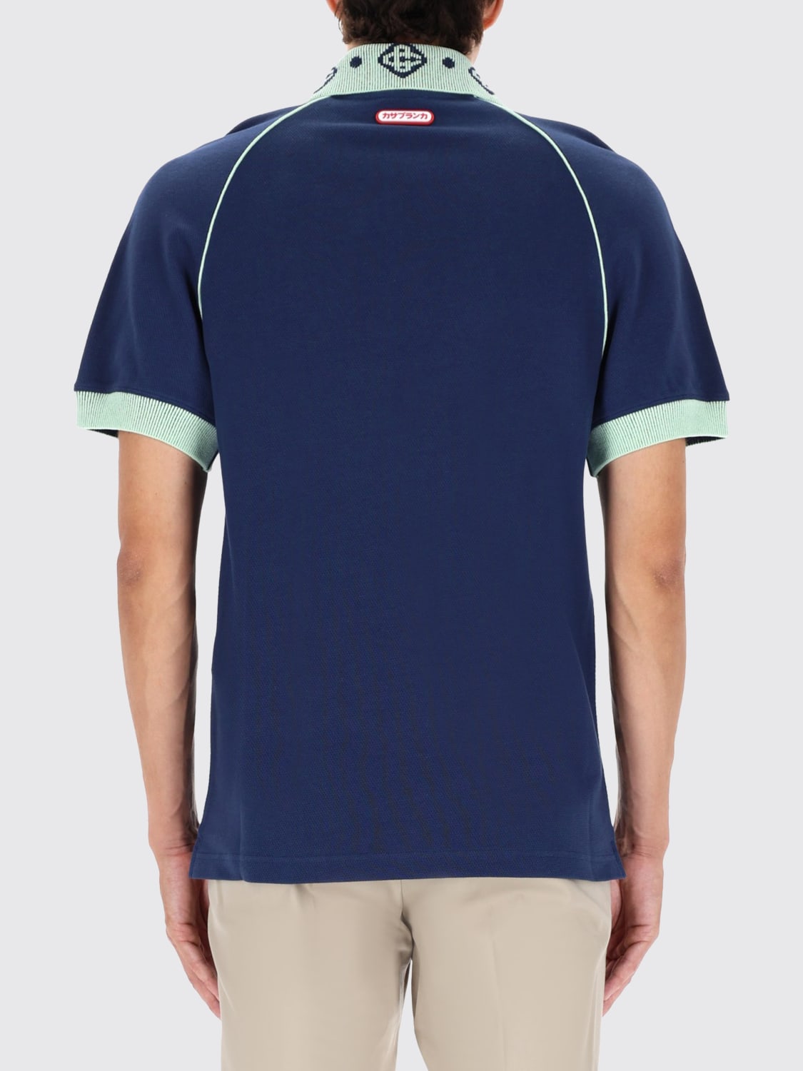 CASABLANCA POLO: Polo in cotone con logo Casablanca, Blue - Img 3