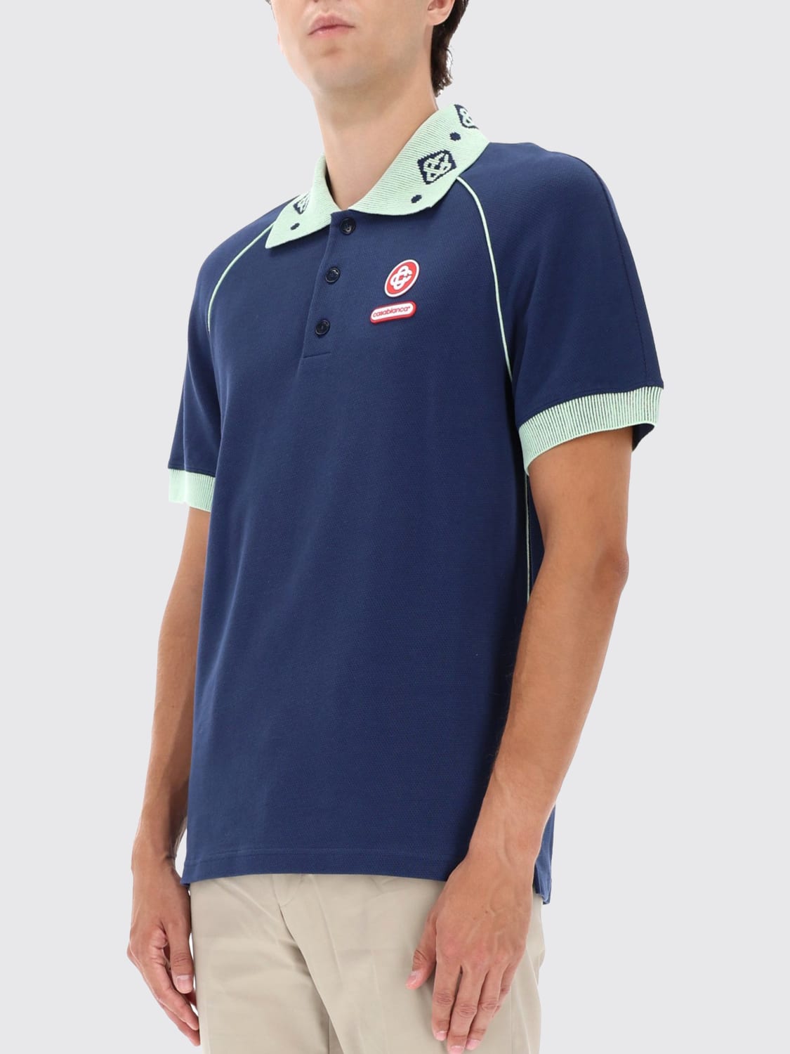 CASABLANCA POLO: Polo in cotone con logo Casablanca, Blue - Img 4