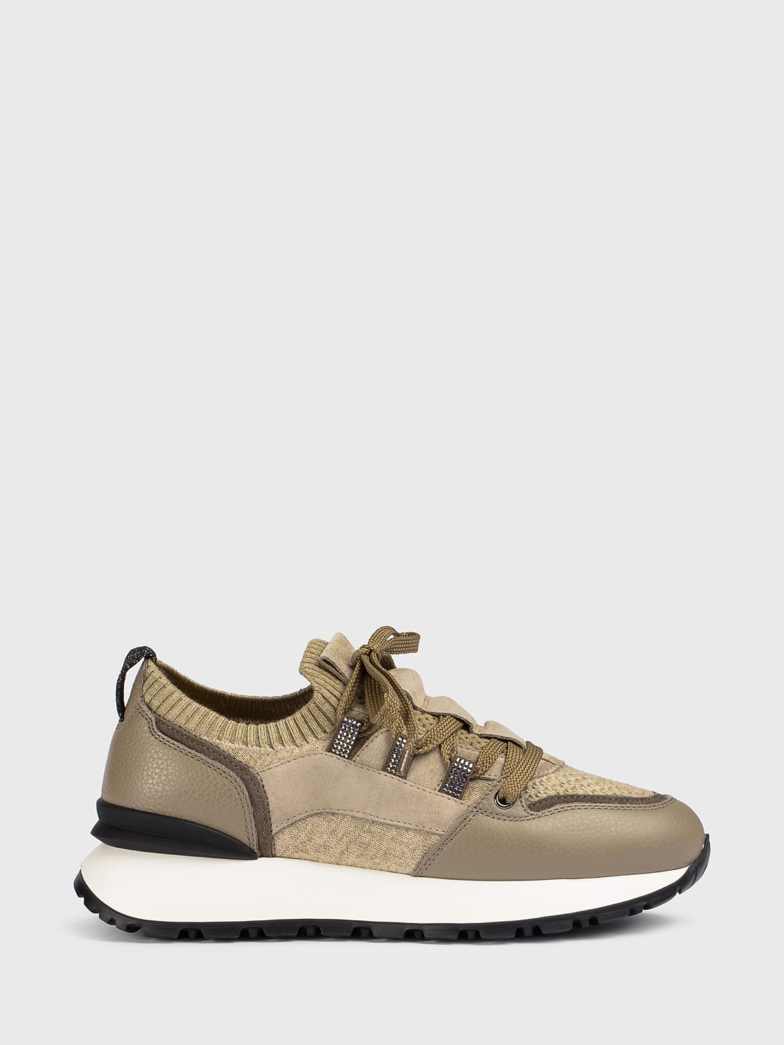 DOUCAL'S SNEAKERS: Sneakers Doucal's in pelle a grana e lana merino , Beige - Img 1