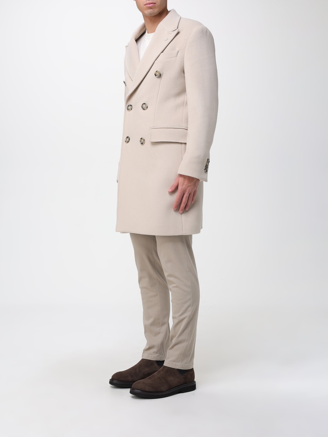 MANUEL RITZ コート: コート メンズ Manuel Ritz, ベージュ - Img 3