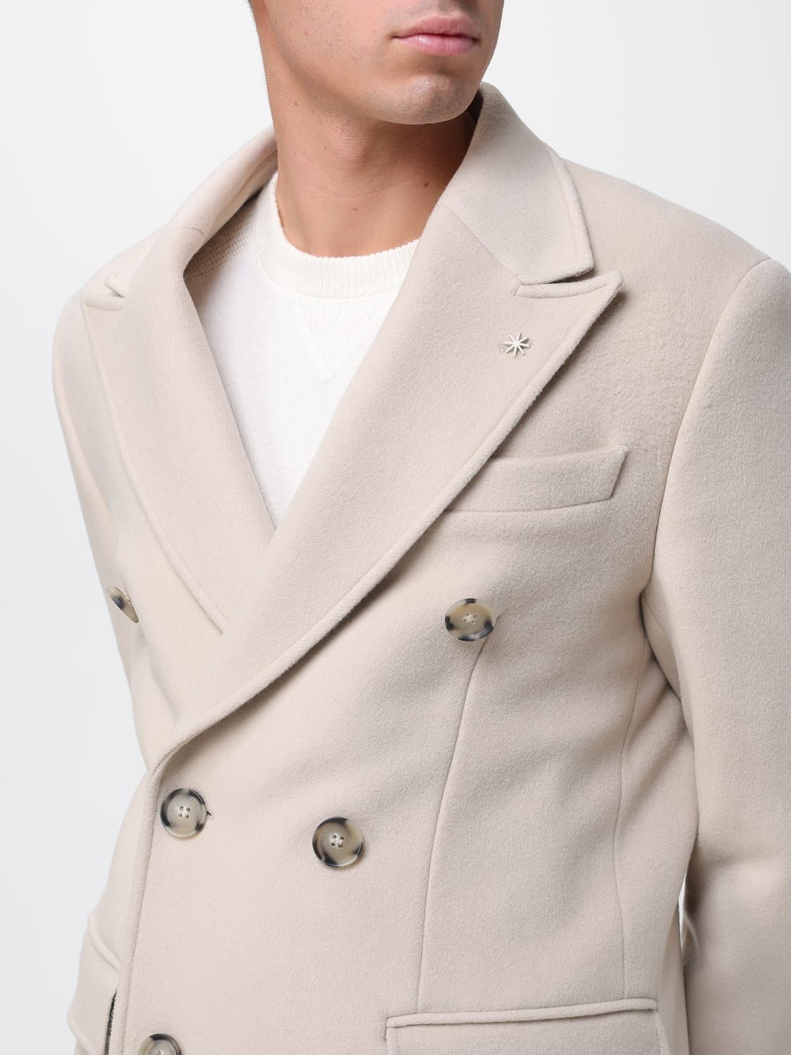 MANUEL RITZ コート: コート メンズ Manuel Ritz, ベージュ - Img 4