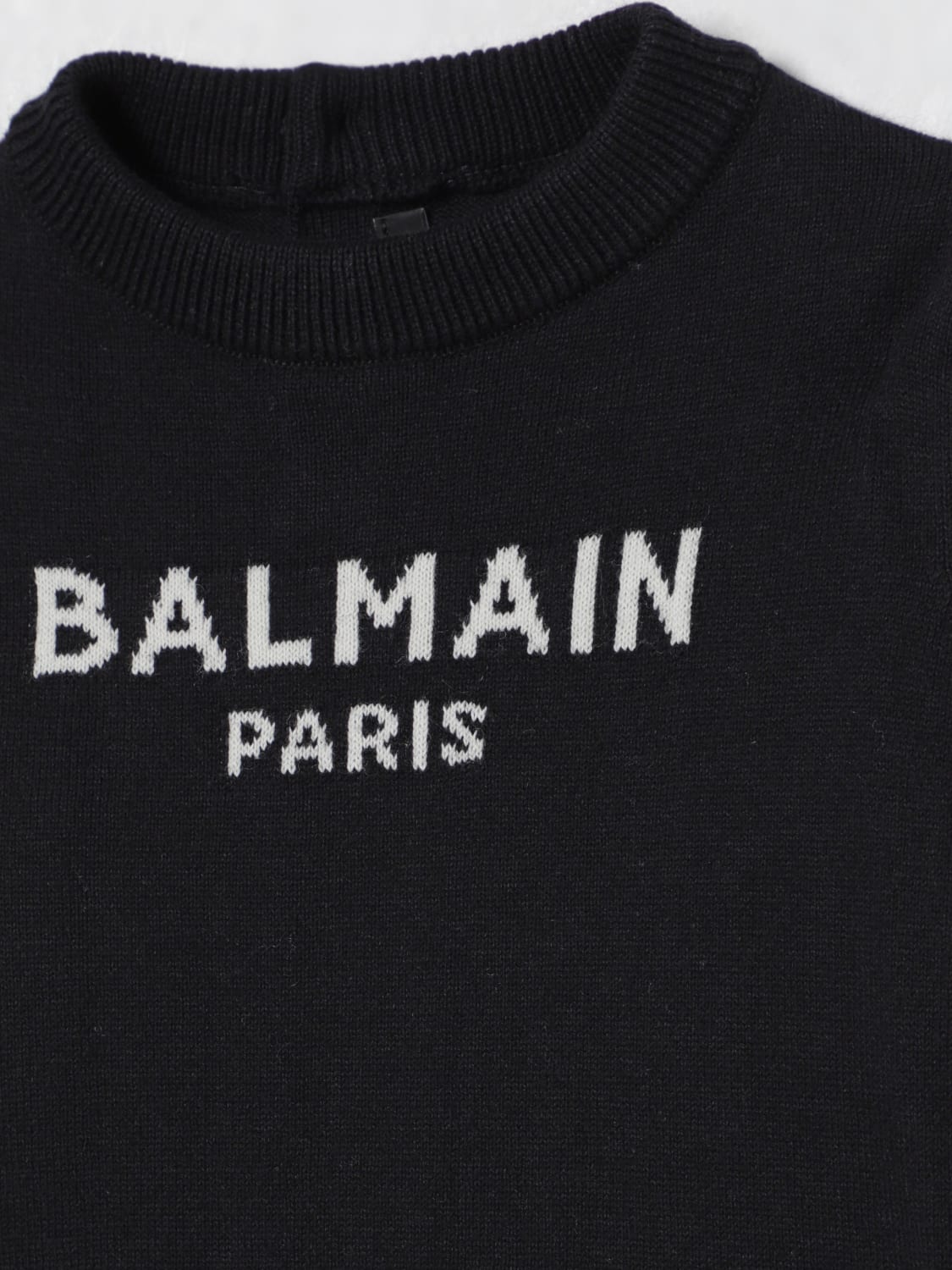 BALMAIN MAGLIA: Maglia a girocollo con logo Balmain, Nero - Img 3