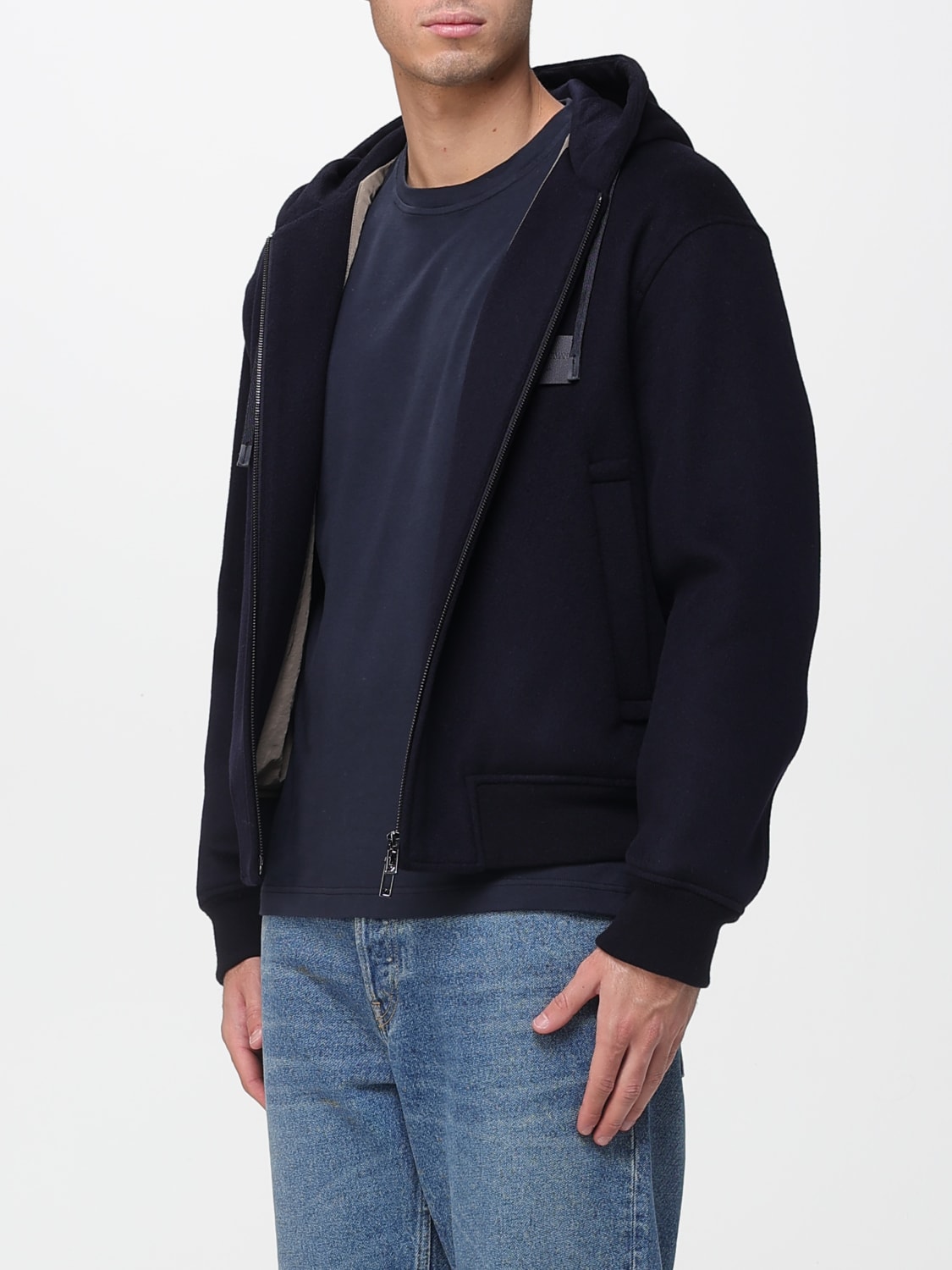 EMPORIO ARMANI FELPA: Felpa Armani Exchange in misto cotone con cappuccio , Blue - Img 3