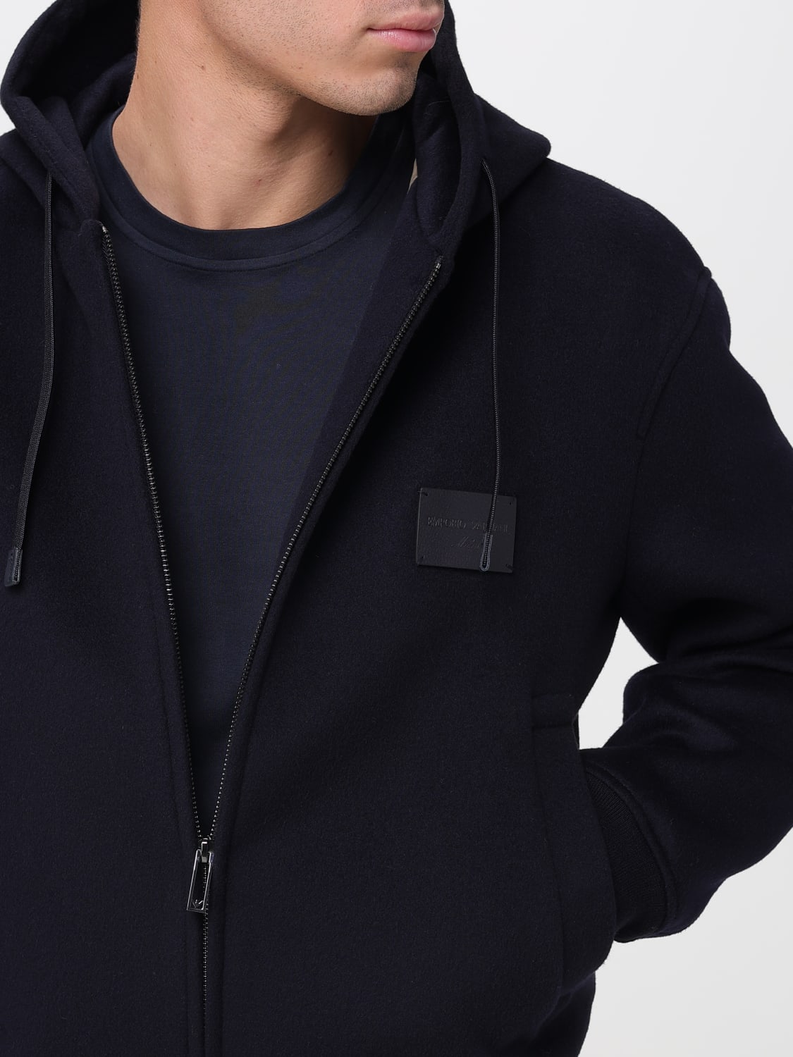 EMPORIO ARMANI FELPA: Felpa Armani Exchange in misto cotone con cappuccio , Blue - Img 4