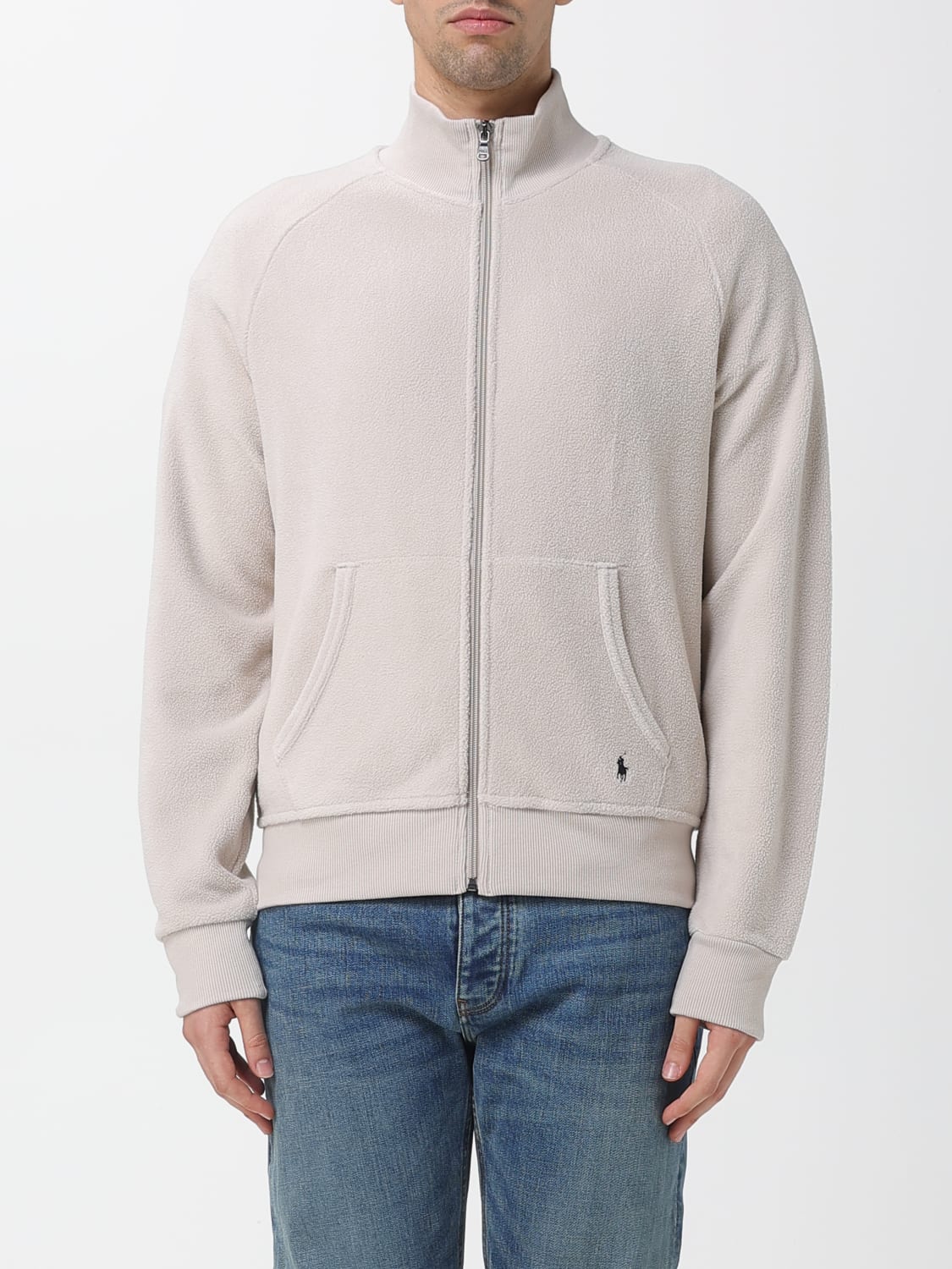 POLO RALPH LAUREN MAGLIA: Cardigan con zip e logo ricamato Polo Ralph Lauren, Grigio - Img 1