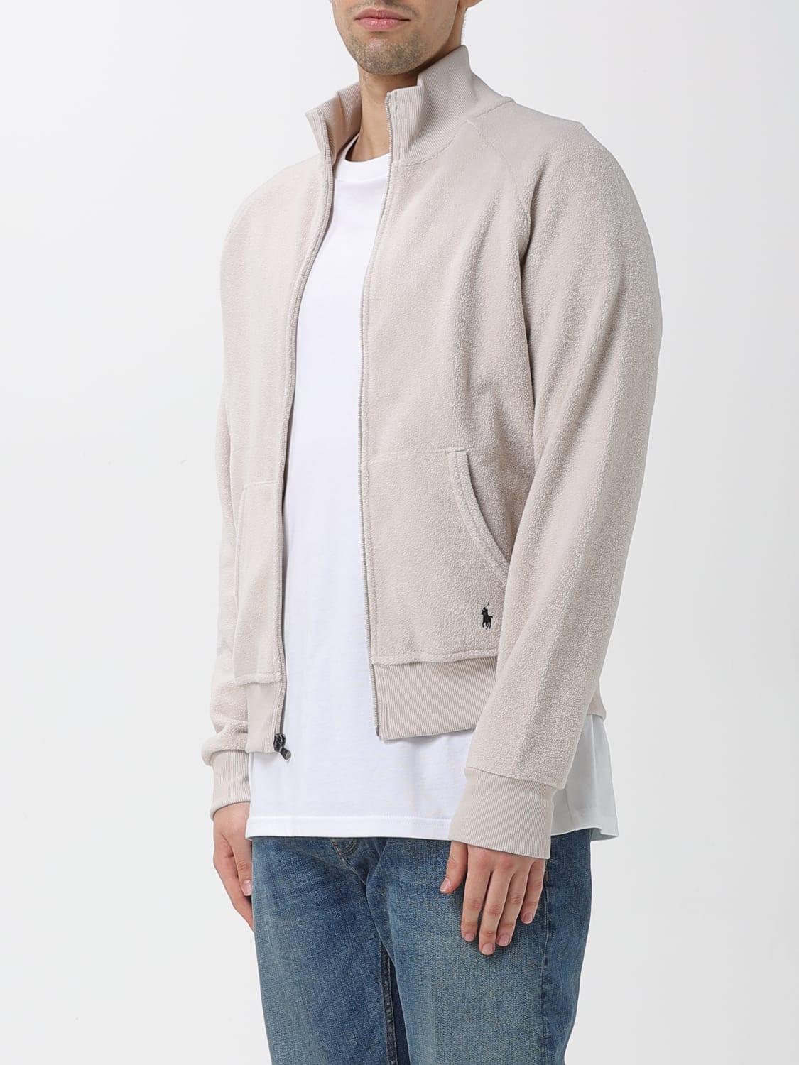 POLO RALPH LAUREN MAGLIA: Cardigan con zip e logo ricamato Polo Ralph Lauren, Grigio - Img 3