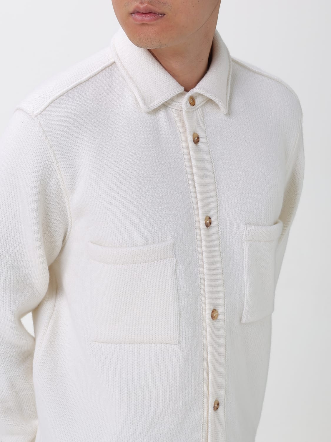 LANEUS CAMICIA: Camicia Laneus in lana Merino e cashmere , Beige - Img 5
