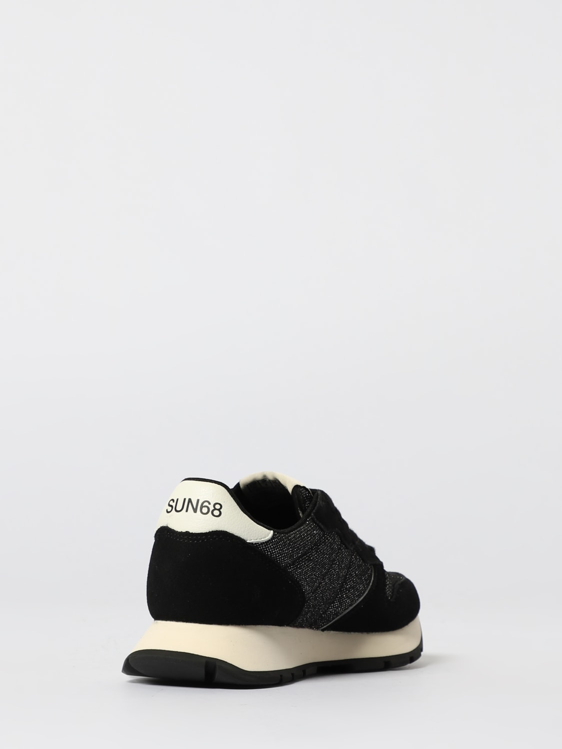 SUN68 SNEAKERS: Sneakers Ally Glitter SUN68 in camoscio e mesh lurex , Nero - Img 3