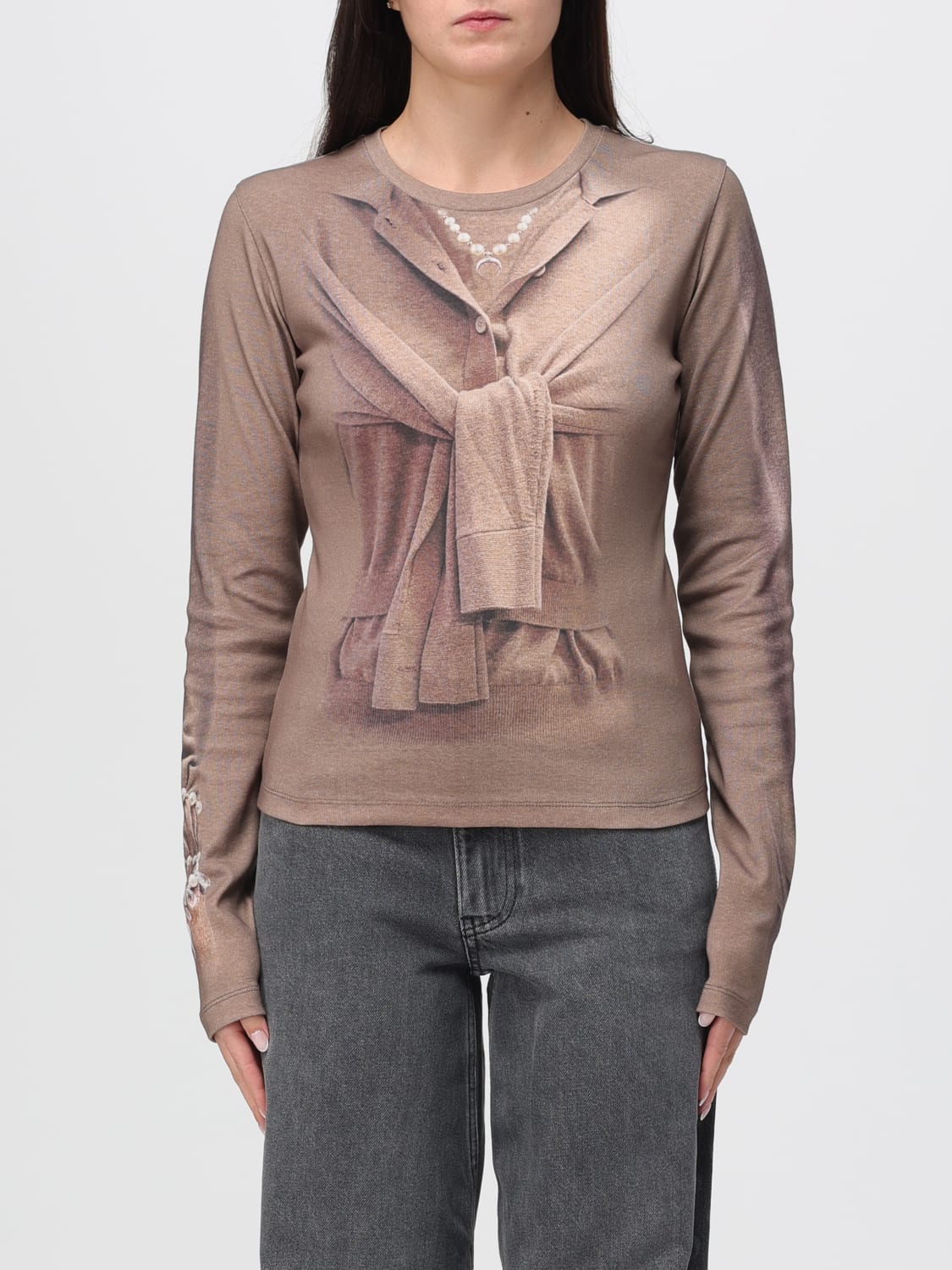 MARINE SERRE PULL: Pull femme Marine Serre, Beige - Img 1