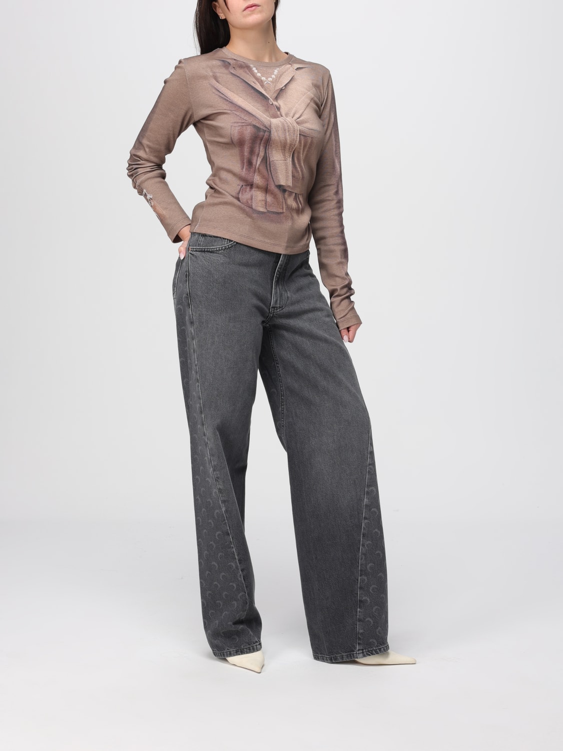 MARINE SERRE PULL: Pull femme Marine Serre, Beige - Img 2