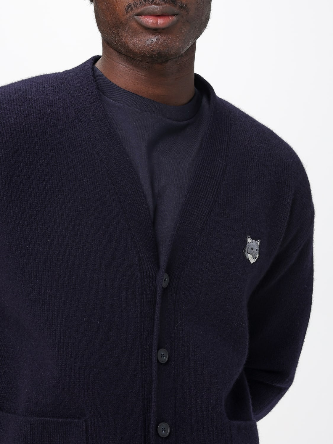 MAISON KITSUNÉ SWEATER: Cardigan men Maison KitsunÉ, Blue - Img 4