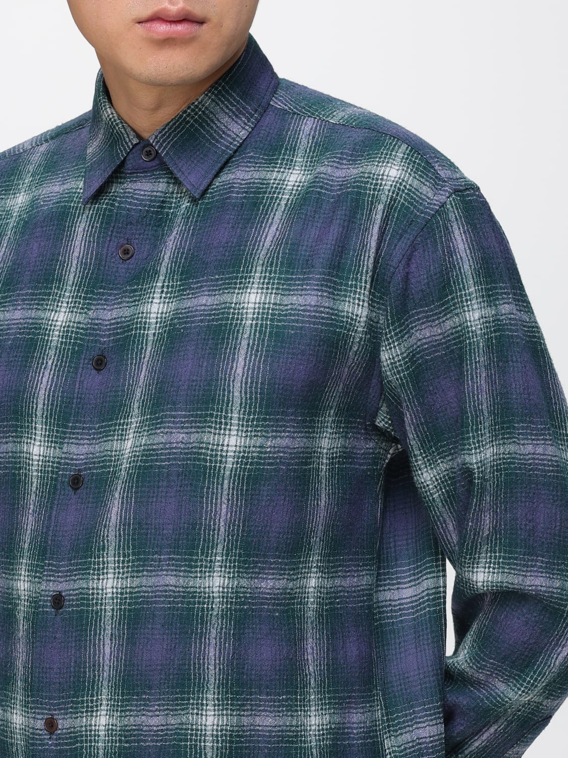 AURALEE CAMICIA: Camicia in lana a quadri Auralee, Verde - Img 3