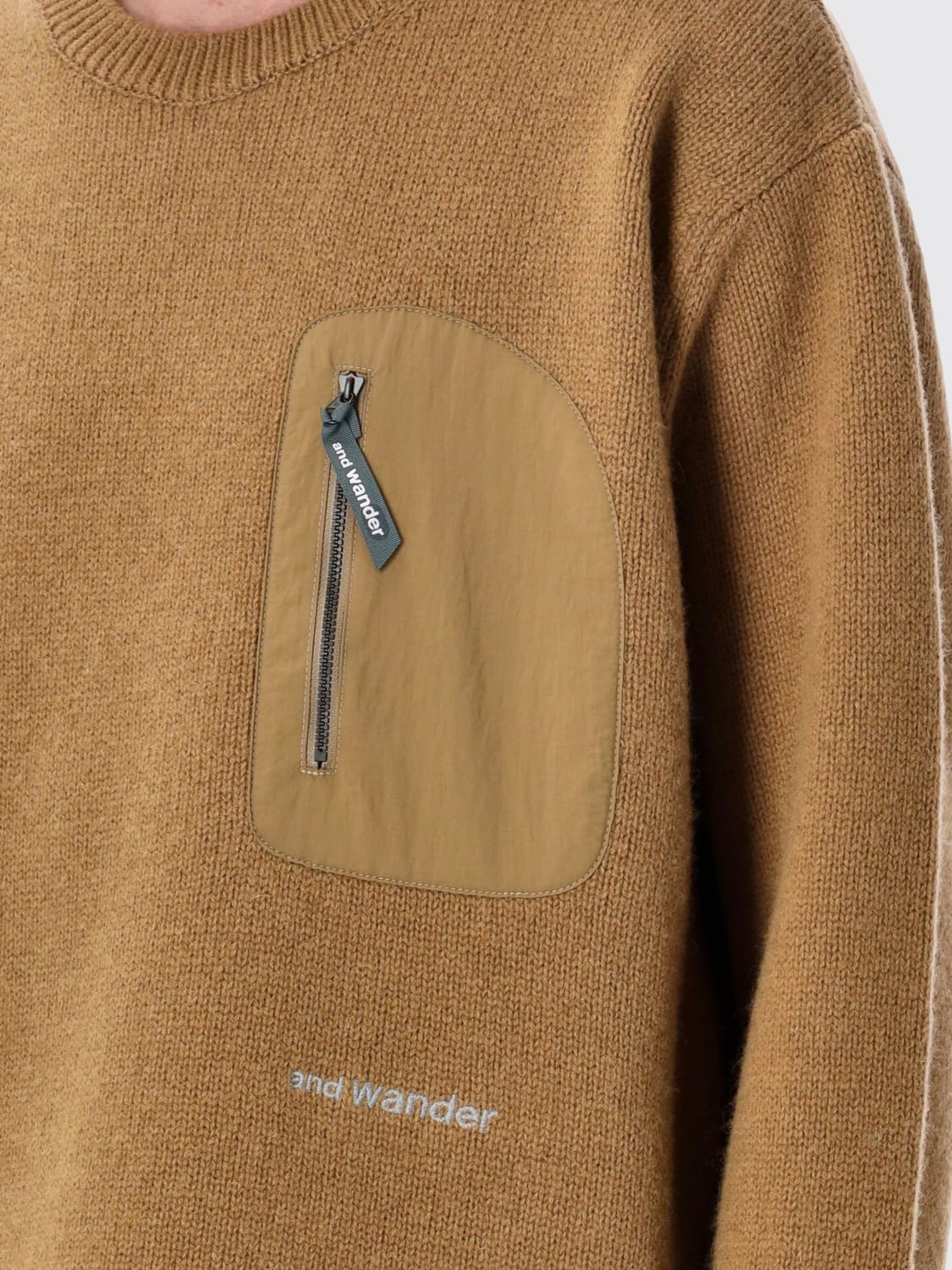 AND WANDER PULLOVER: Pullover herren And Wander, Beige - Img 3