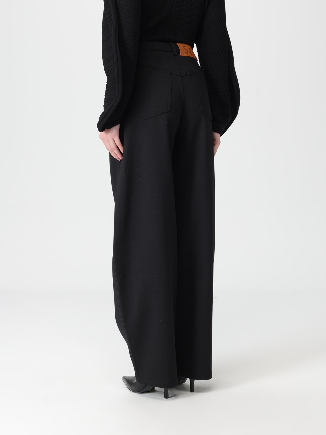 SÉFR JEANS: Jeans a baggy Séfr in denim di cotone , Nero - Img 2