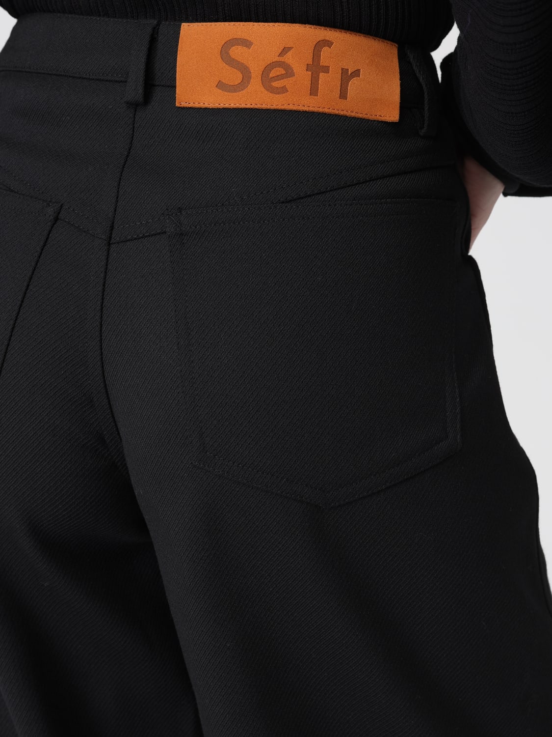 SÉFR JEANS: Jeans a baggy Séfr in denim di cotone , Nero - Img 3