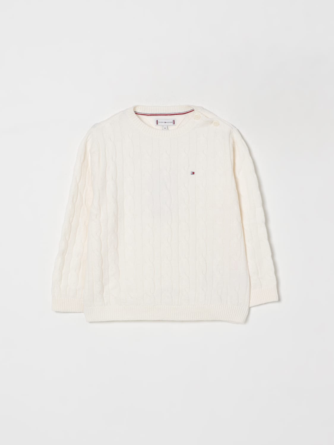 TOMMY HILFIGER MAGLIA: Maglia a girocollo Tommy Hilfiger in misto cotone, Avorio - Img 1