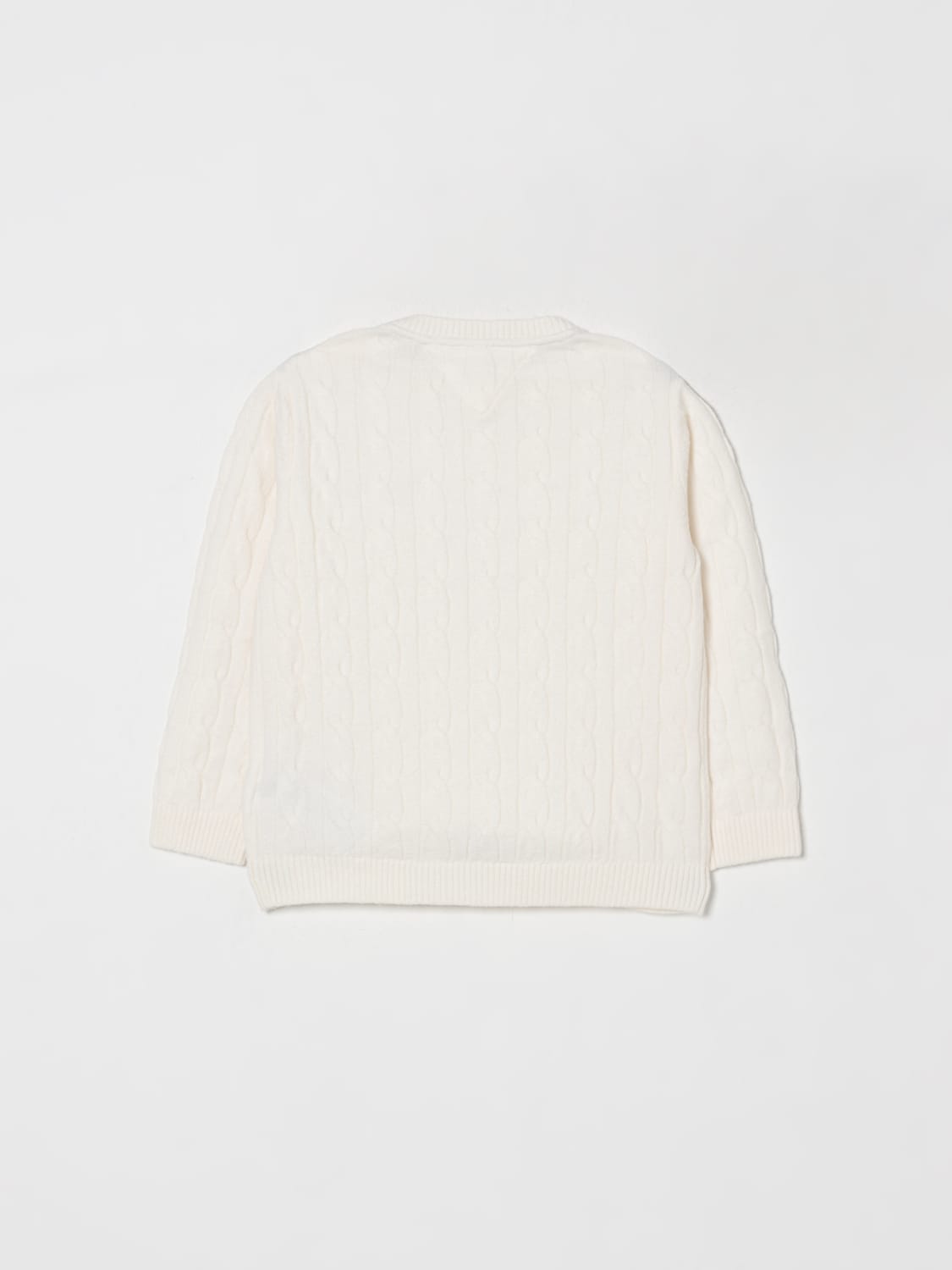 TOMMY HILFIGER MAGLIA: Maglia a girocollo Tommy Hilfiger in misto cotone, Avorio - Img 2