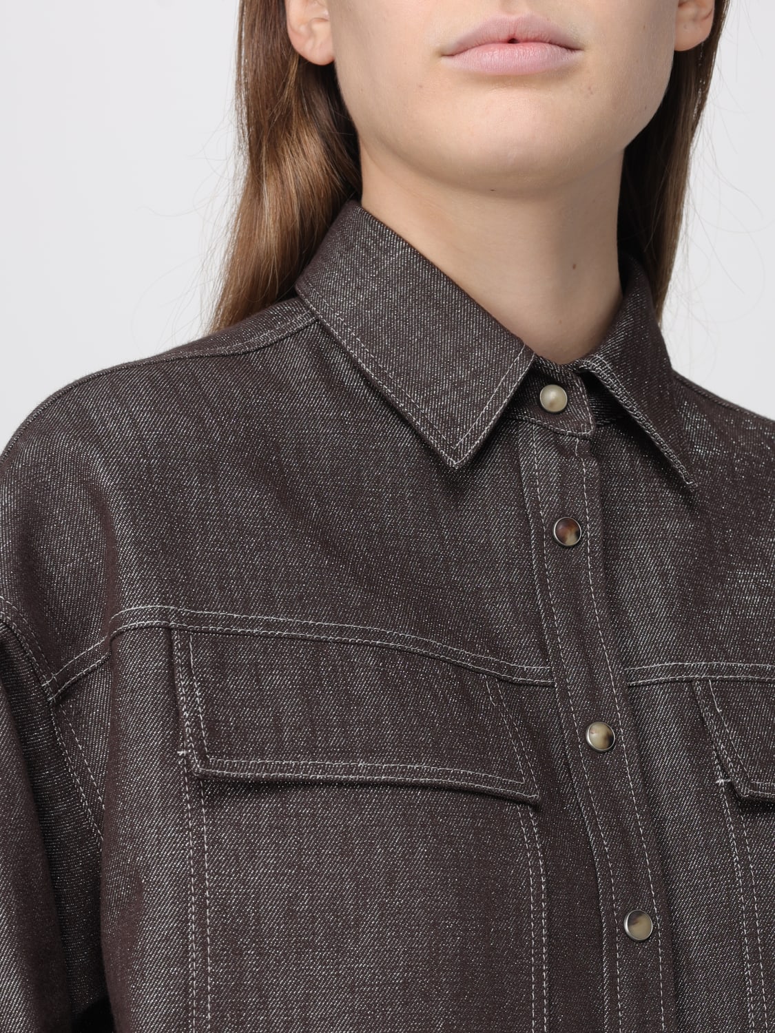 BRUNELLO CUCINELLI CHEMISE: Top femme Brunello Cucinelli, Marron - Img 5