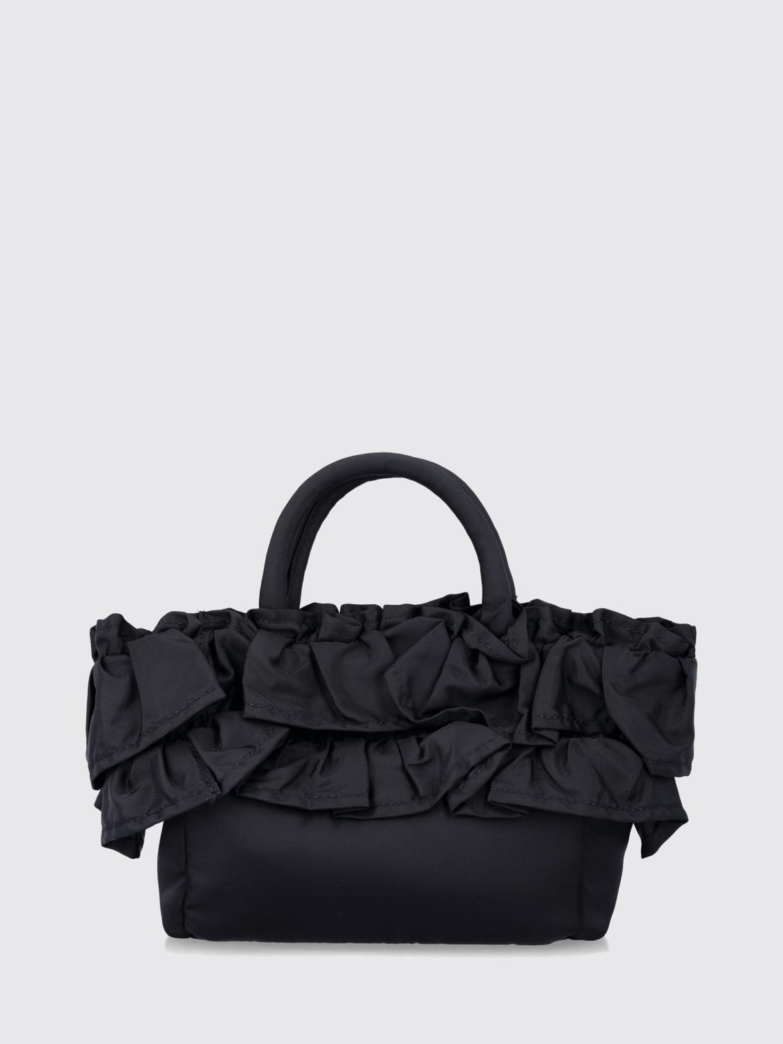 GANNI BORSA MINI: Borsa Mini Shopper Ganni in nylon riciclato con rouches, Nero - Img 2