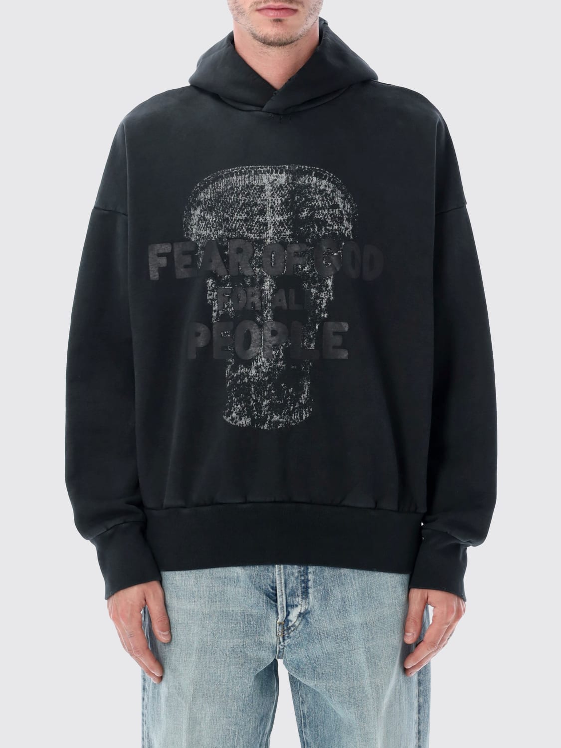 FEAR OF GOD FELPA: Felpa con cappuccio Fear Of God in cotone con stampa logo , Nero - Img 1