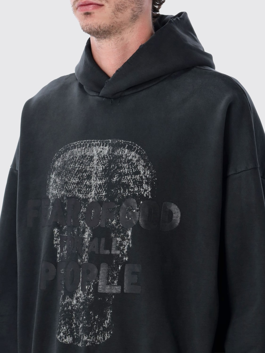 FEAR OF GOD FELPA: Felpa con cappuccio Fear Of God in cotone con stampa logo , Nero - Img 3