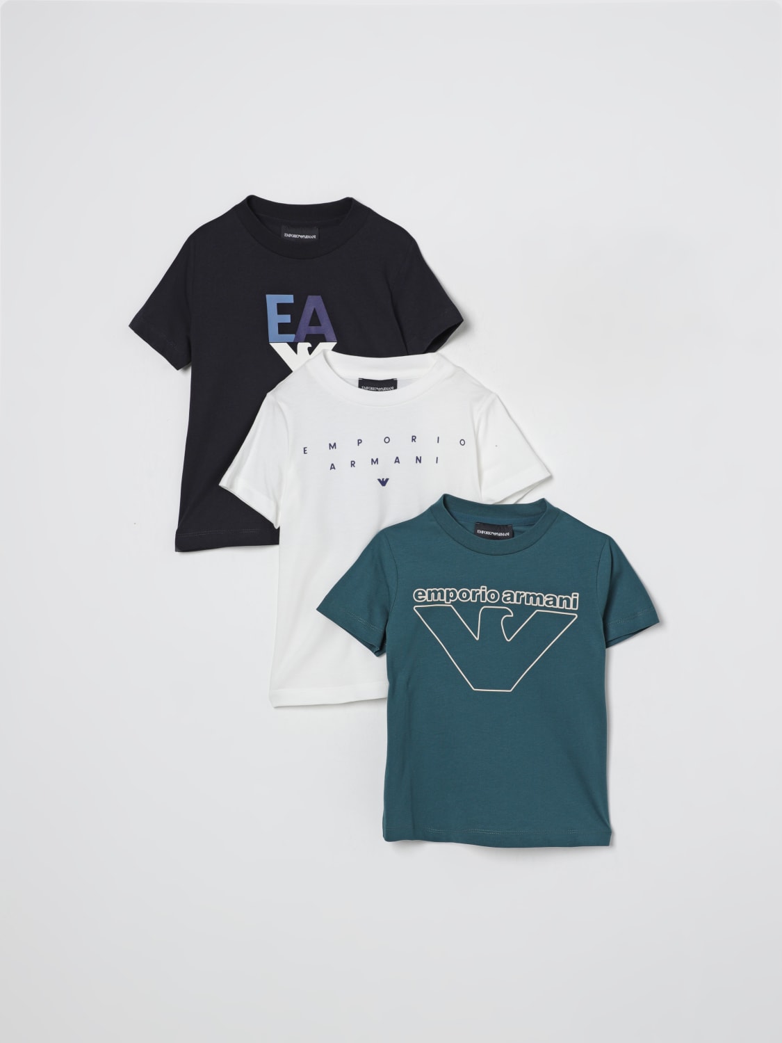EMPORIO ARMANI T-SHIRT: Set 3 T-shirt Emporio Armani in cotone, Fantasia - Img 1