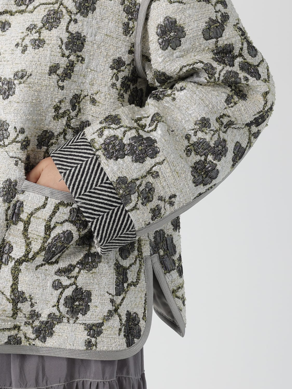 FORTE FORTE CAPPOTTO: Giacca di lana floreale Forte Forte, Silver - Img 4