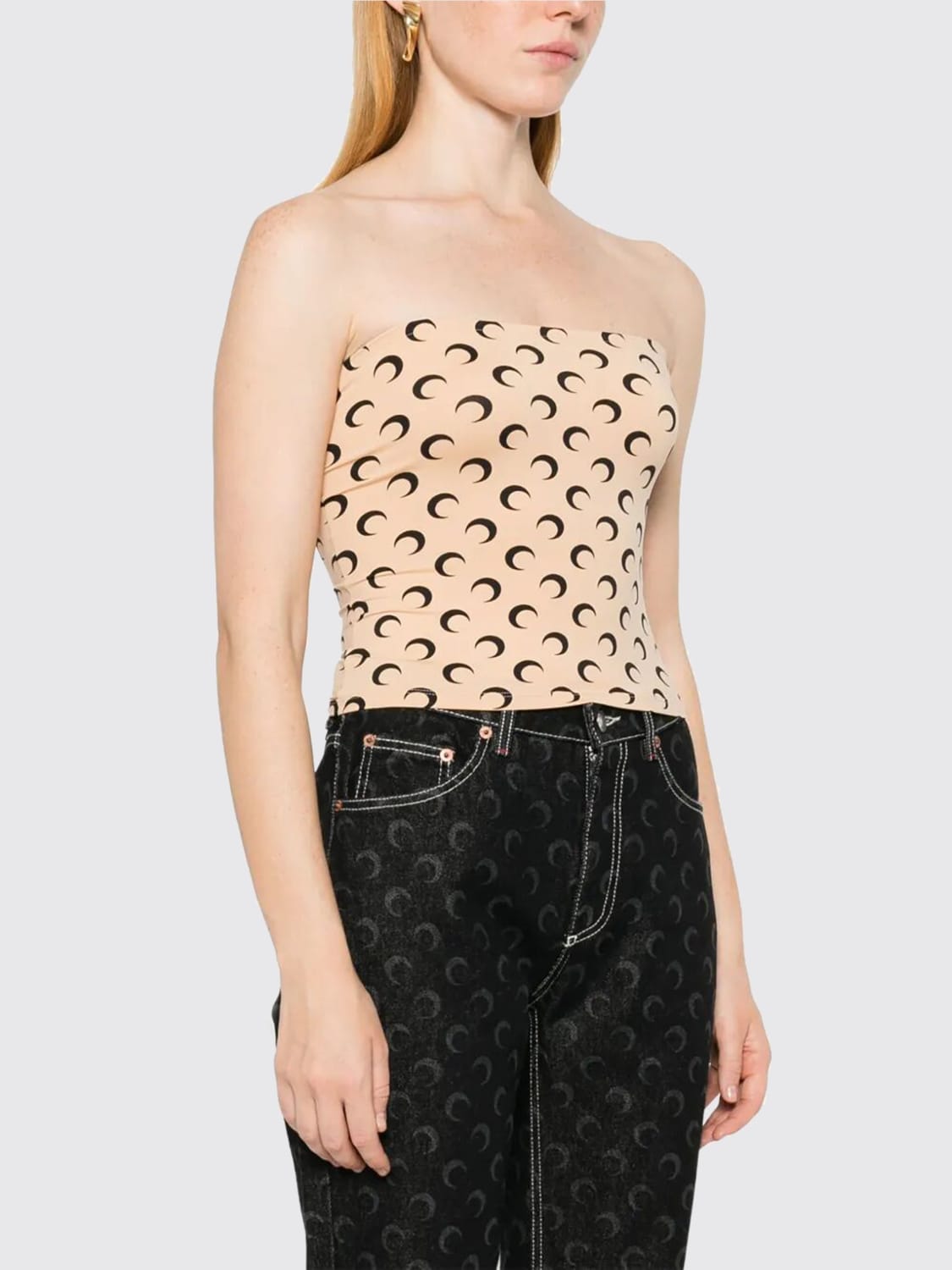 MARINE SERRE TOP: Top a fascia Marine Serre in jersey con monogram , Fantasia - Img 3