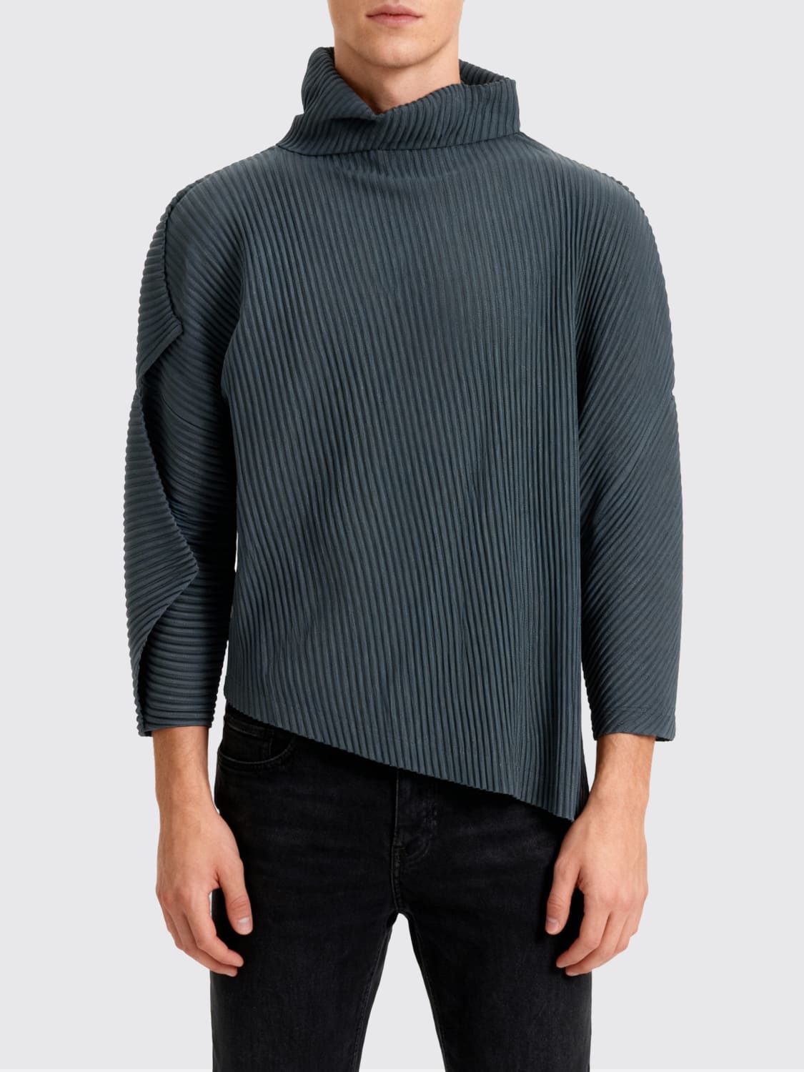 HOMME PLISSE' ISSEY MIYAKE MAGLIA: Maglia in poliestere plissettata Homme Plisse' Issey Miyake, Grigio - Img 1