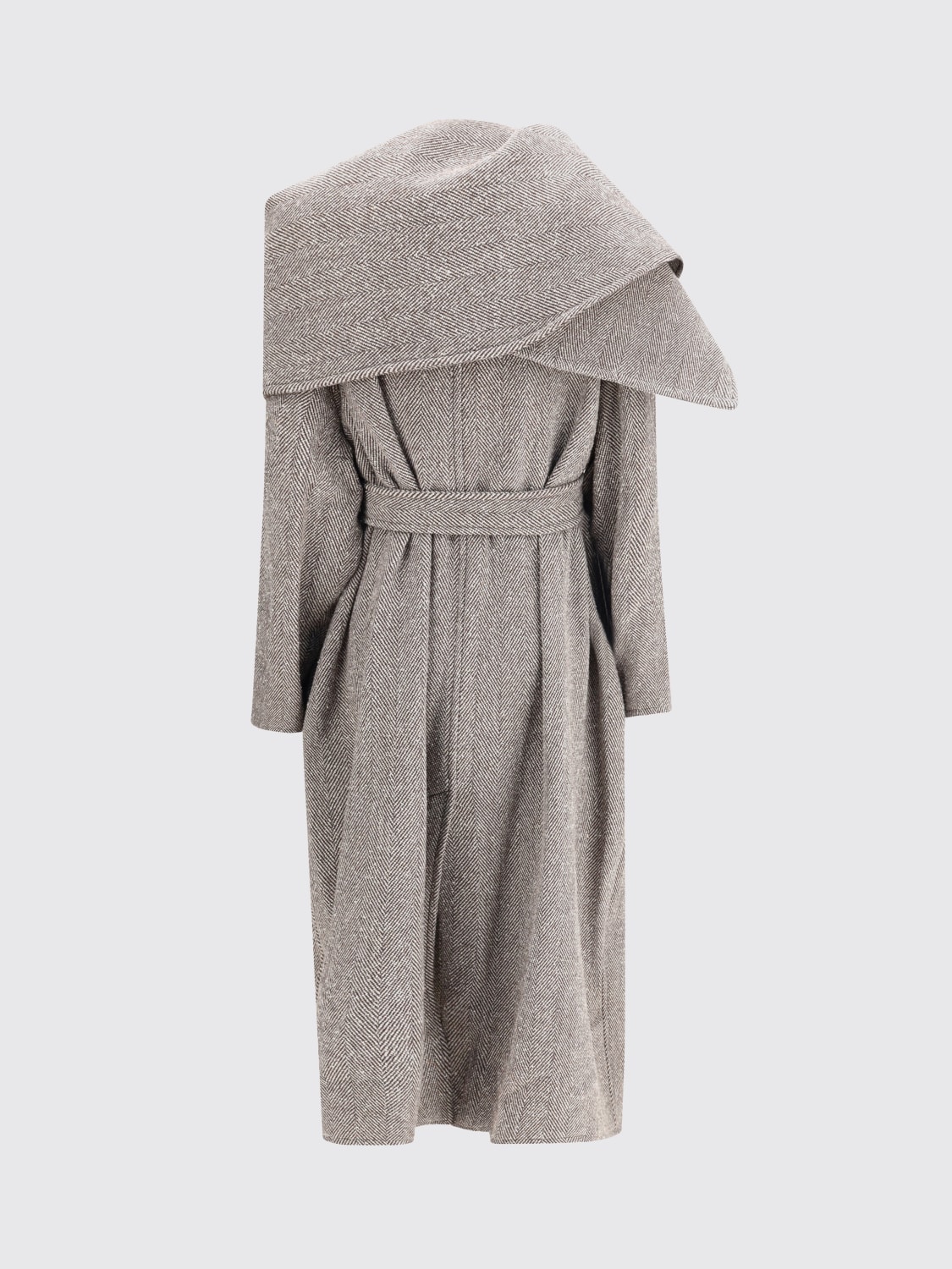 FERRAGAMO CAPPOTTO: Cappotto di lana chevron Ferragamo, Beige - Img 2