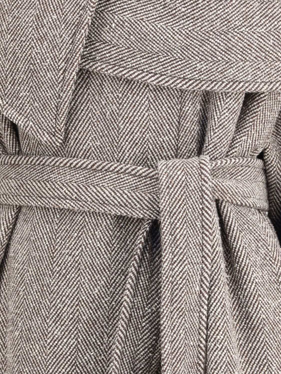 FERRAGAMO CAPPOTTO: Cappotto di lana chevron Ferragamo, Beige - Img 3