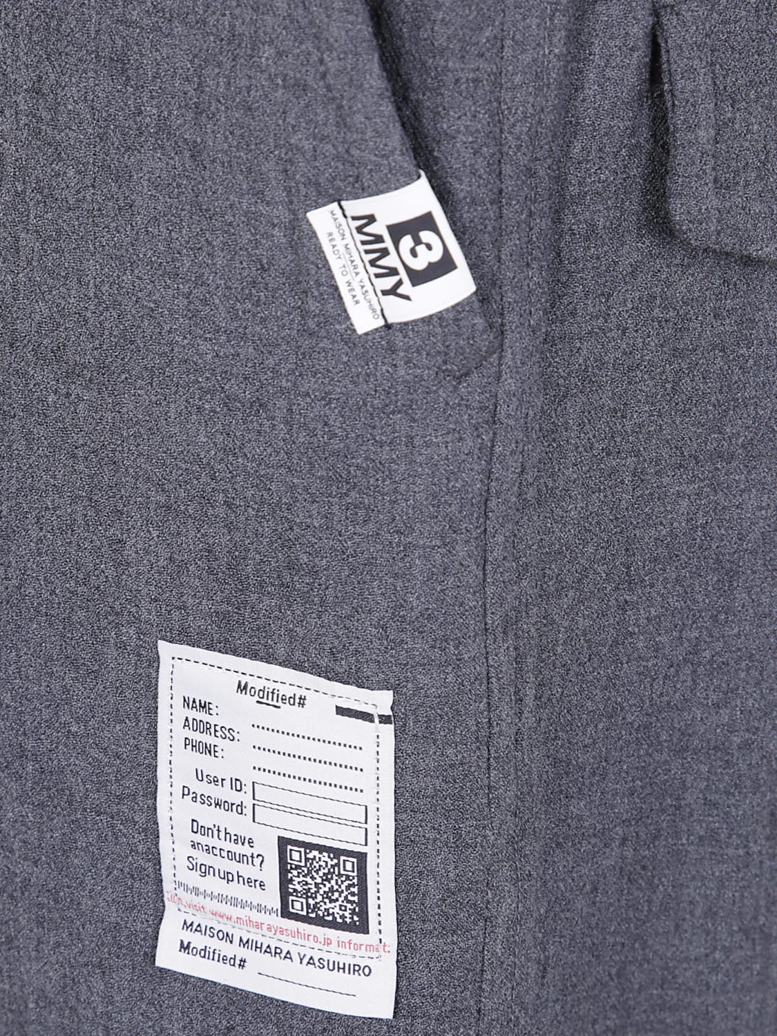 MAISON MIHARA YASUHIRO PANTALONI: Pantalone a gamba larga Maison Mihara Yasuhiro in lana, Grigio - Img 3