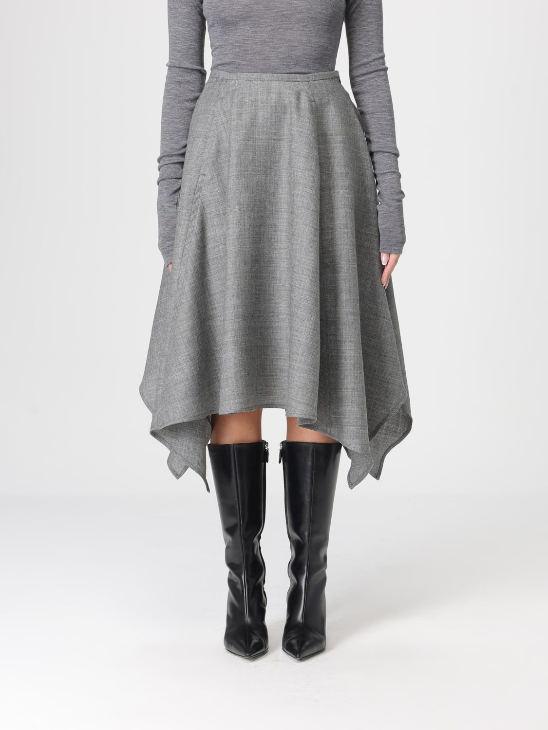 BITE STUDIOS GONNA: Gonna asimmetrica Bite Studios in lana responsabile , Grigio - Img 1