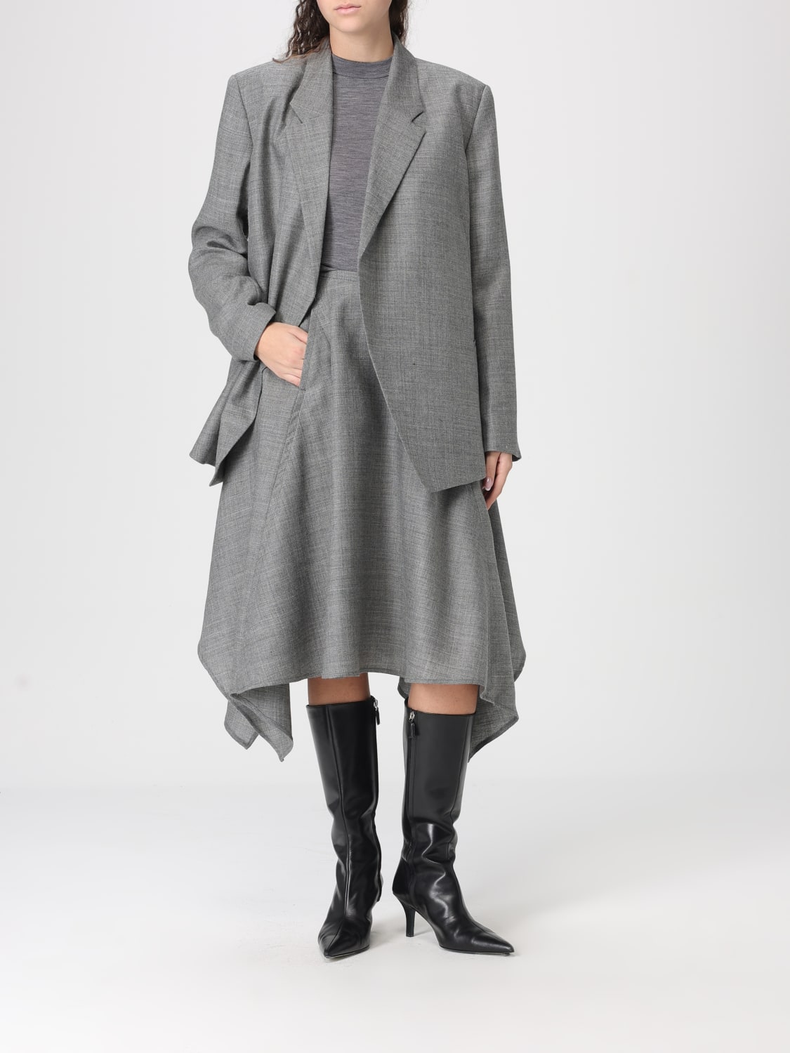 BITE STUDIOS GONNA: Gonna asimmetrica Bite Studios in lana responsabile , Grigio - Img 2