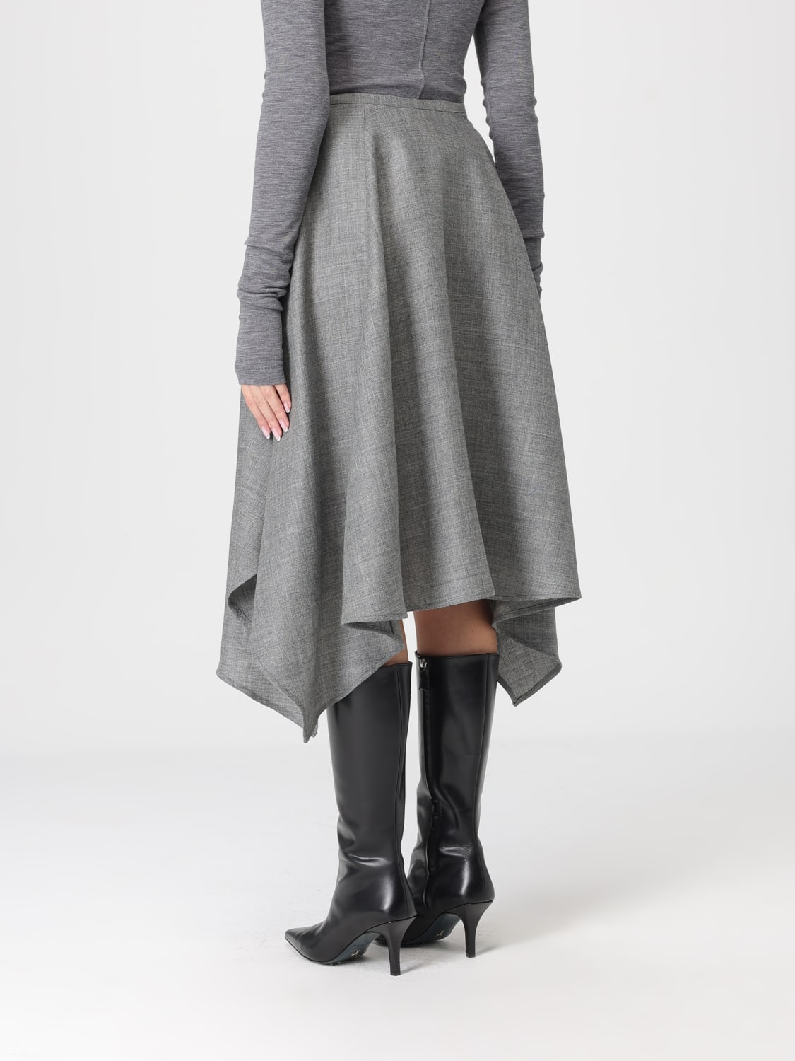 BITE STUDIOS GONNA: Gonna asimmetrica Bite Studios in lana responsabile , Grigio - Img 3