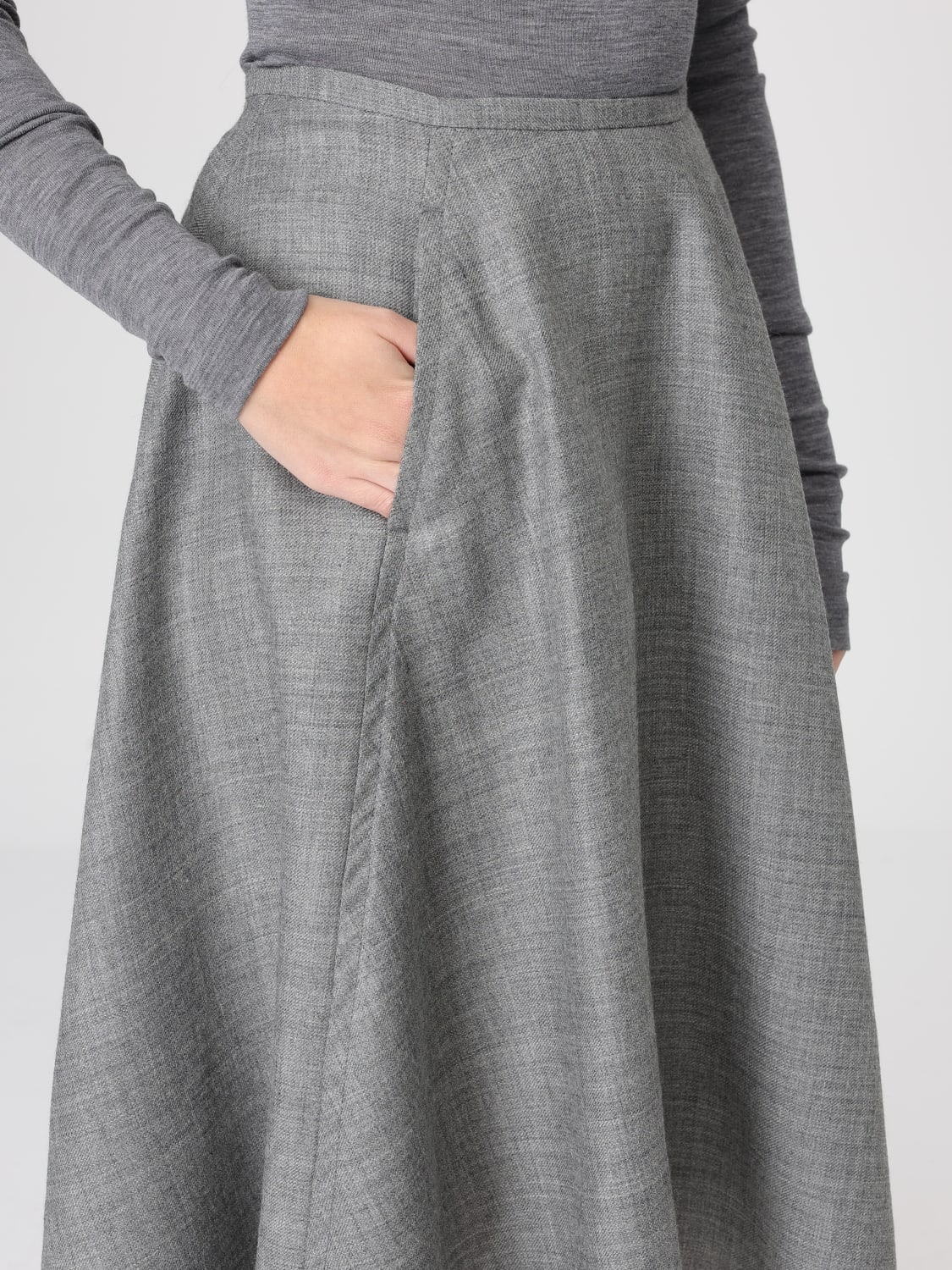 BITE STUDIOS GONNA: Gonna asimmetrica Bite Studios in lana responsabile , Grigio - Img 4