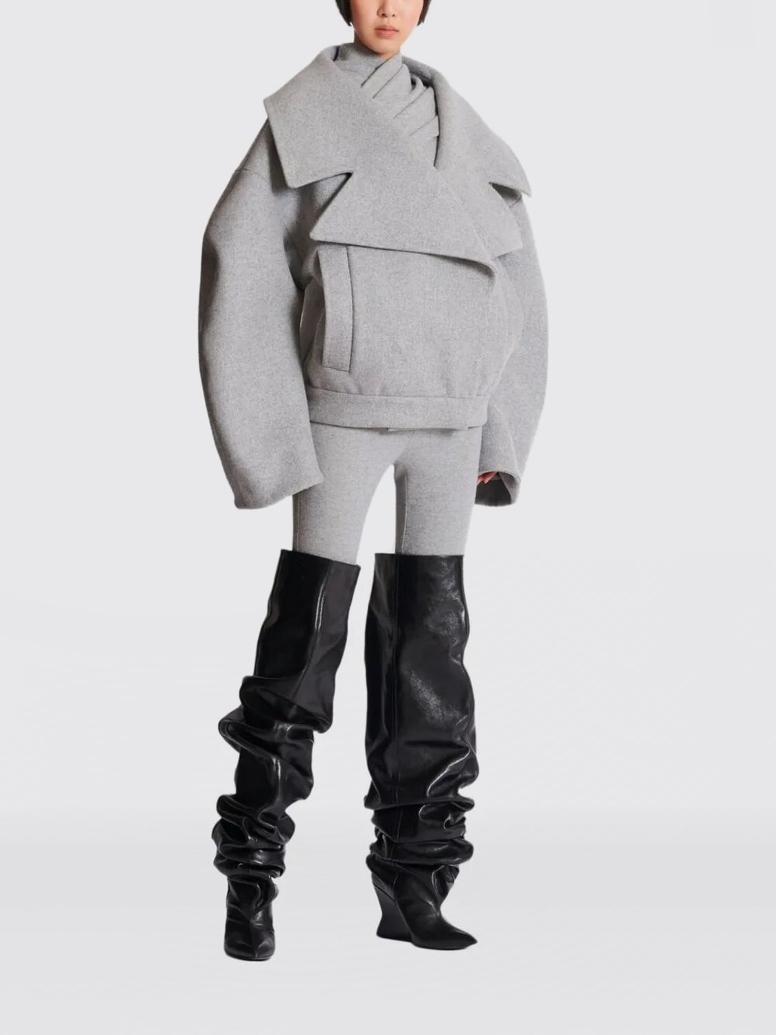 BALMAIN COAT: Jacket woman Balmain, Grey - Img 2