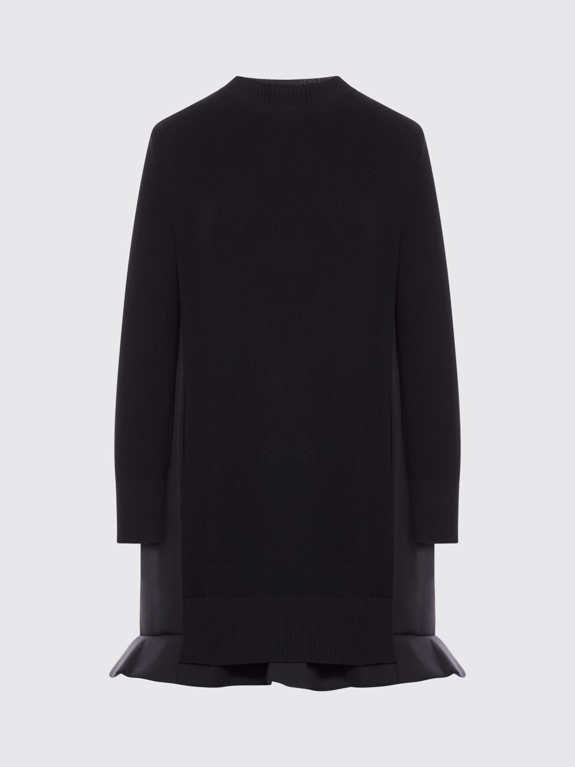 SACAI ABITO: Abito Sacai in misto cotone effetto double-layer, Nero - Img 1