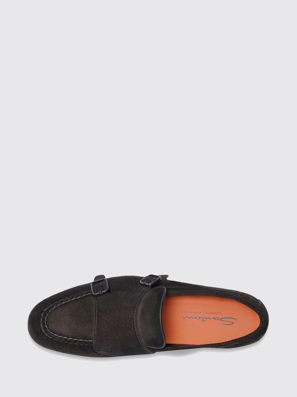 SANTONI SCARPE STRINGATE: Monk Strap Santoni in camoscio , Marrone - Img 5