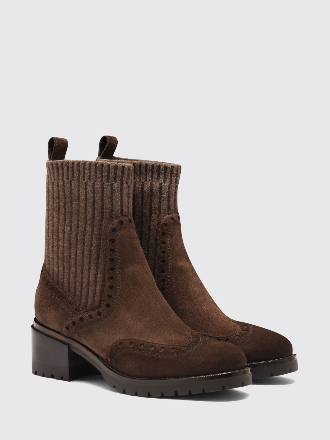 SANTONI BOOTS: Flat ankle boot woman Santoni, Brown - Img 3