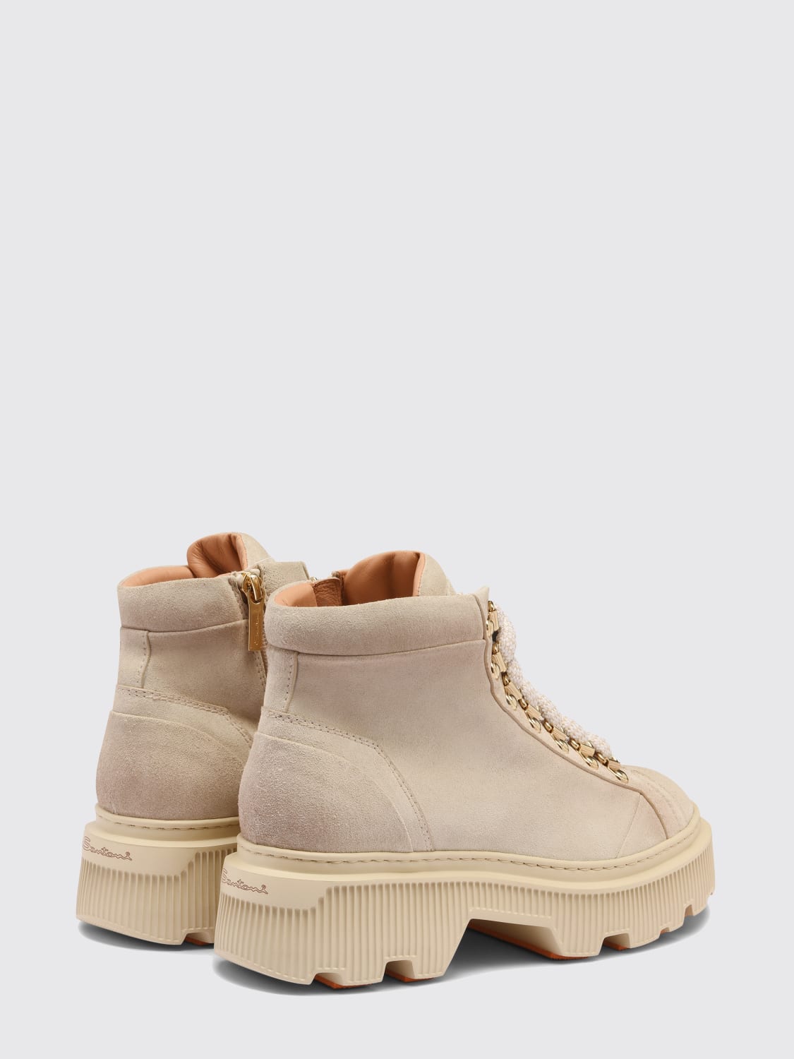 SANTONI BOOTS: Flat ankle boot woman Santoni, Natural - Img 3