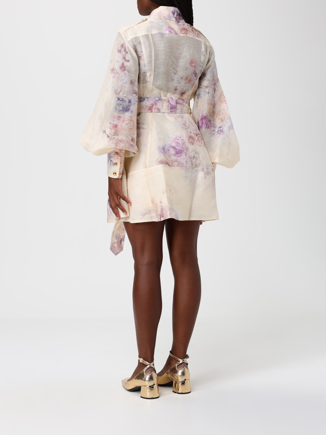 ZIMMERMANN ABITO: Abito chemisier Zimmermann in lino e seta con stampa floreale , Rosa - Img 2