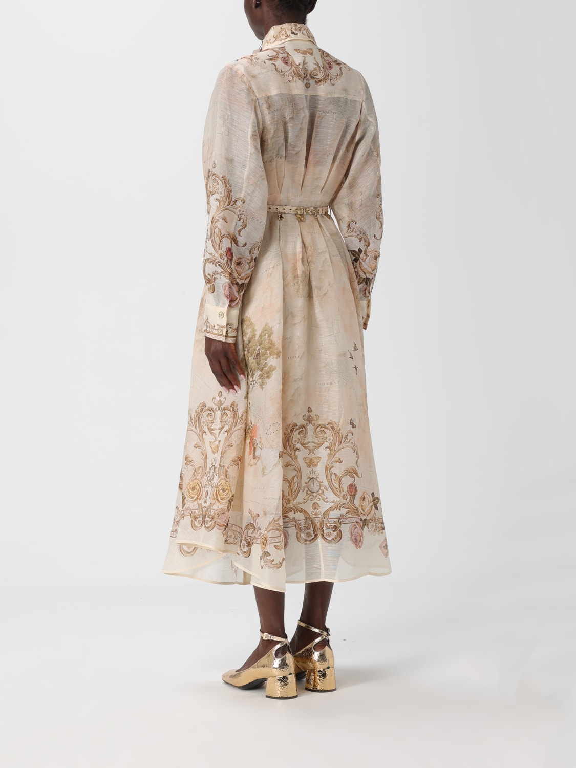 ZIMMERMANN ABITO: Abito chemisier Zimmermann in seta e lino , Beige - Img 2