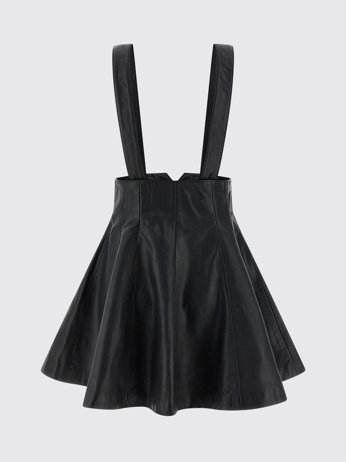 ROTATE GONNA: Gonna di pelle con bretelle Rotate, Nero - Img 2