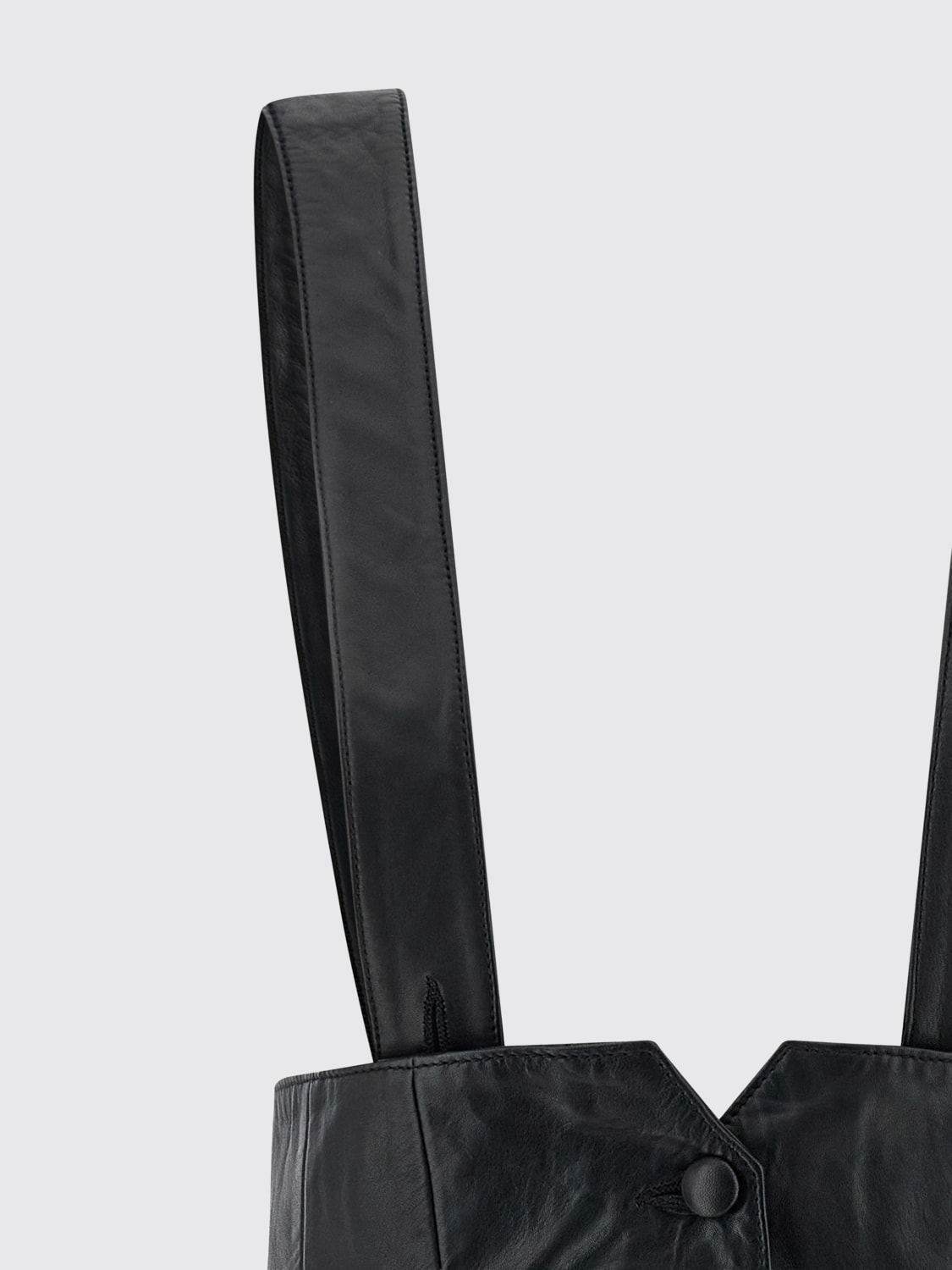 ROTATE GONNA: Gonna di pelle con bretelle Rotate, Nero - Img 3