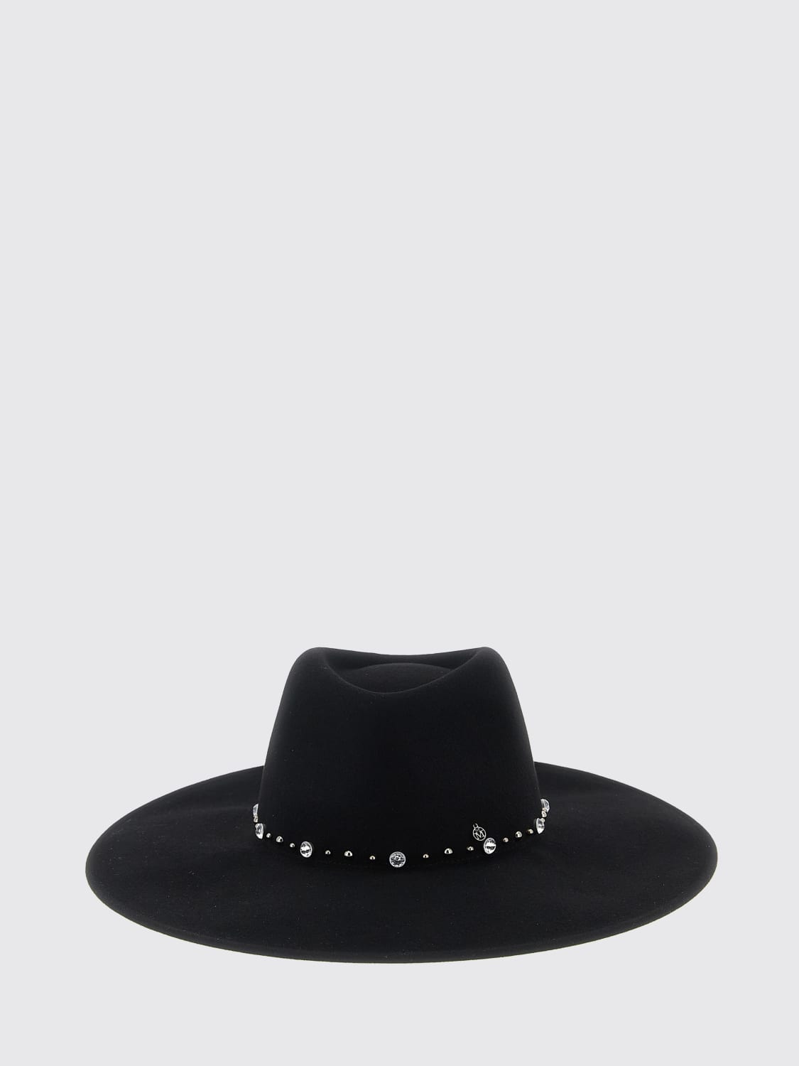 MAISON MICHEL CAPPELLO: Cappello Roy Maison Michel in feltro con borchie e strass , Nero - Img 2