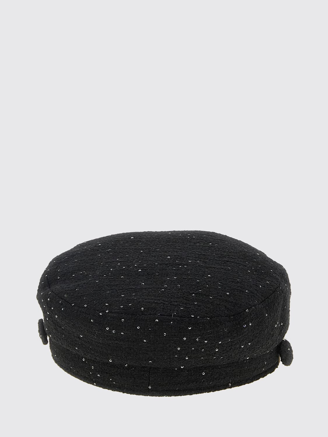 MAISON MICHEL CAPPELLO: Cappello Maison Michel in tweed con paillettes ricamate e perle sintetiche , Nero - Img 3